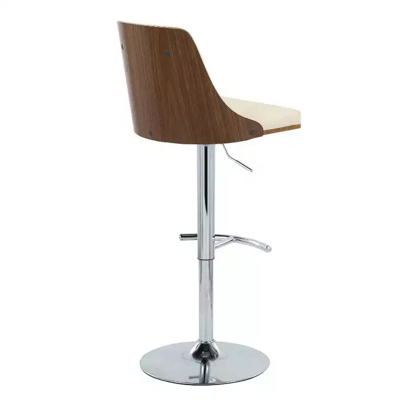 Lot de 2 tabourets de bar réglables en hauteur, pivotants, en similicuir, avec repose-pieds