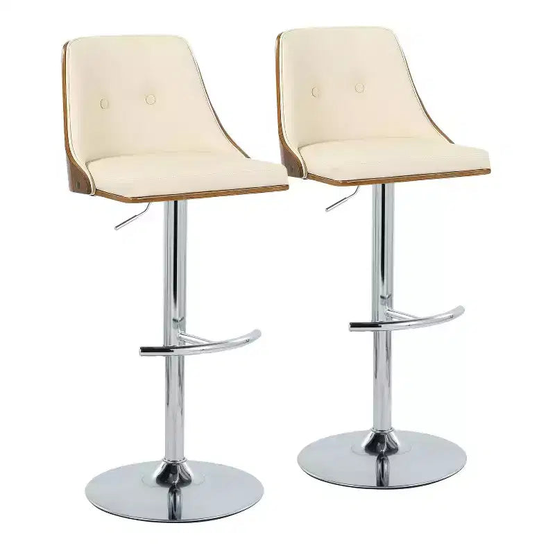 Lot de 2 tabourets de bar réglables en hauteur, pivotants, en similicuir, avec repose-pieds