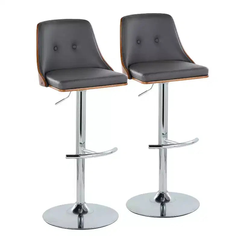 Lot de 2 tabourets de bar réglables en hauteur, pivotants, en similicuir, avec repose-pieds