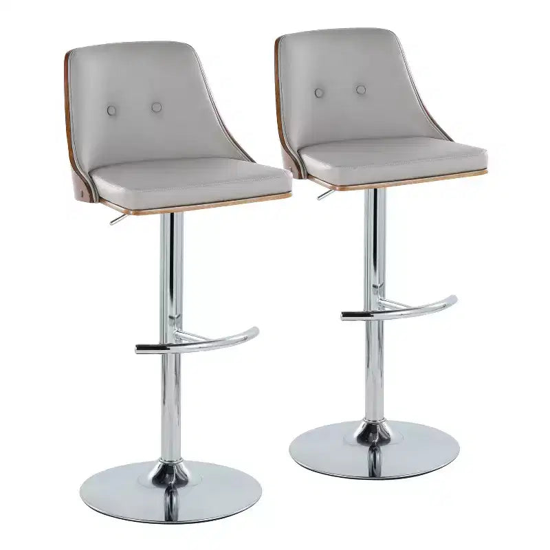 Lot de 2 tabourets de bar réglables en hauteur, pivotants, en similicuir, avec repose-pieds