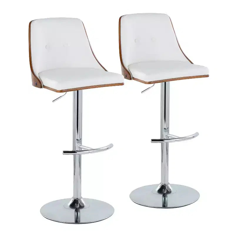 Lot de 2 tabourets de bar réglables en hauteur, pivotants, en similicuir, avec repose-pieds