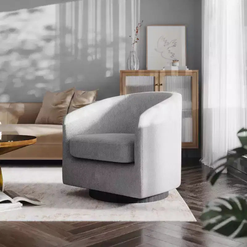 Fauteuil d'appoint rembourré de style club avec base pivotante à 360° recouverte de vinyle et accoudoirs inclinés