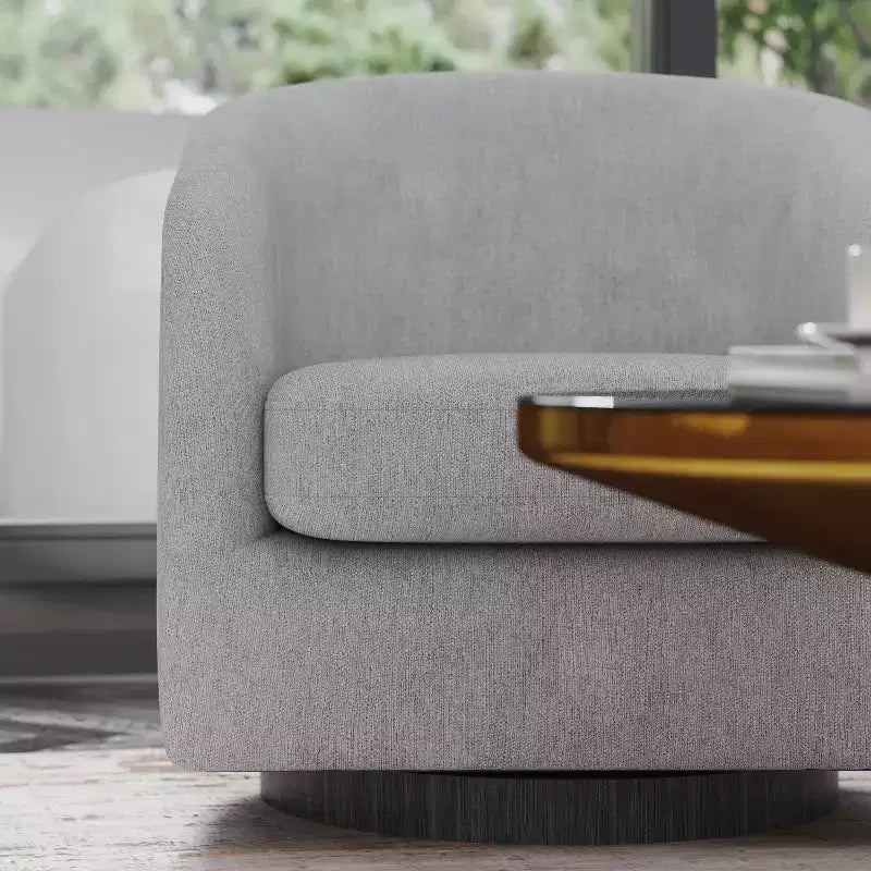 Fauteuil d'appoint rembourré de style club avec base pivotante à 360° recouverte de vinyle et accoudoirs inclinés