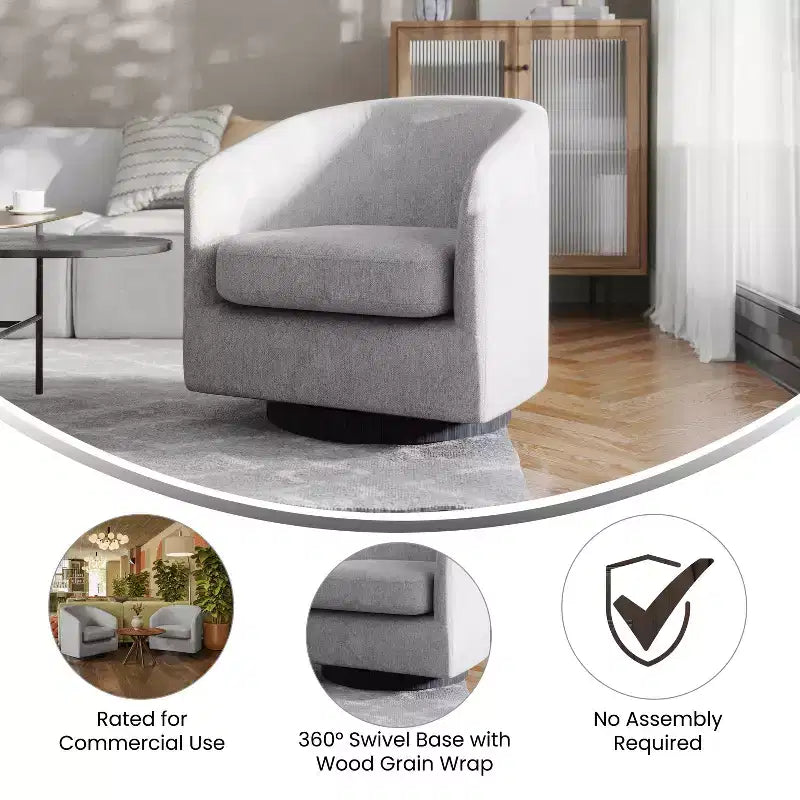 Fauteuil d'appoint rembourré de style club avec base pivotante à 360° recouverte de vinyle et accoudoirs inclinés
