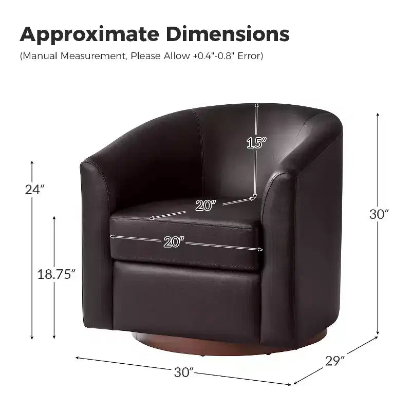 Lot de 2 fauteuils pivotants modernes en similicuir avec piètement en bois massif, 77,5 cm de large