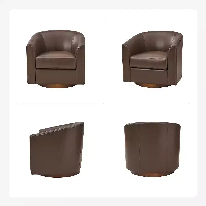 Lot de 2 fauteuils pivotants modernes en similicuir avec piètement en bois massif, 77,5 cm de large
