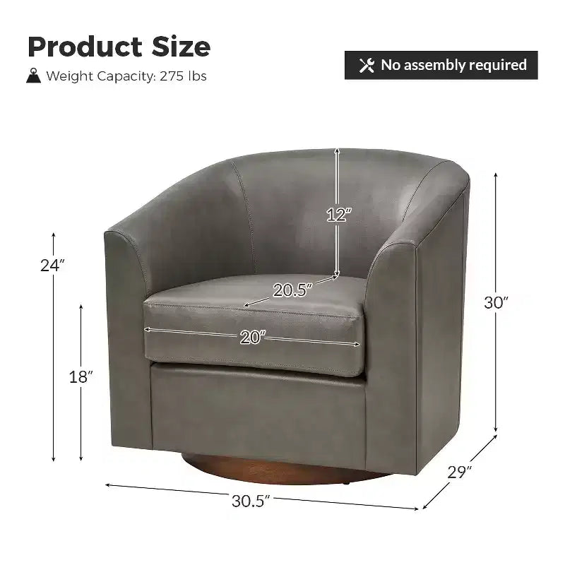 Lot de 2 fauteuils pivotants modernes en similicuir avec piètement en bois massif, 77,5 cm de large