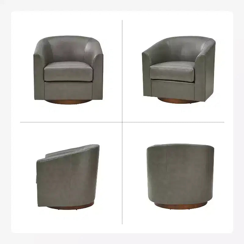 Lot de 2 fauteuils pivotants modernes en similicuir avec piètement en bois massif, 77,5 cm de large