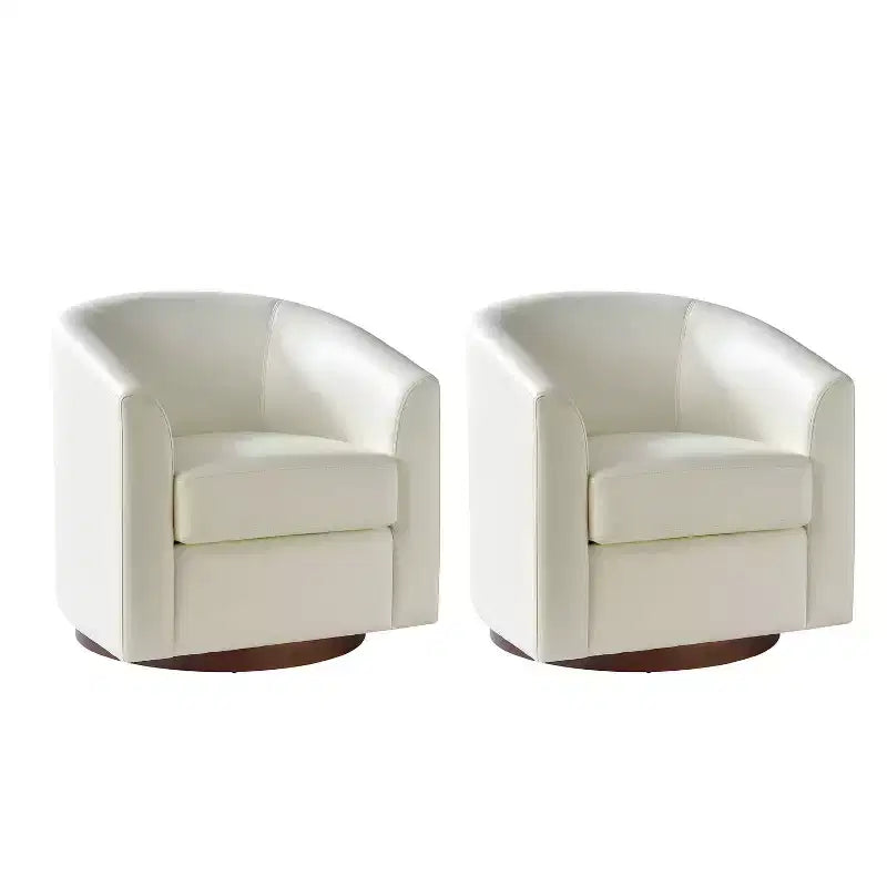 Lot de 2 fauteuils pivotants modernes en similicuir avec piètement en bois massif, 77,5 cm de large
