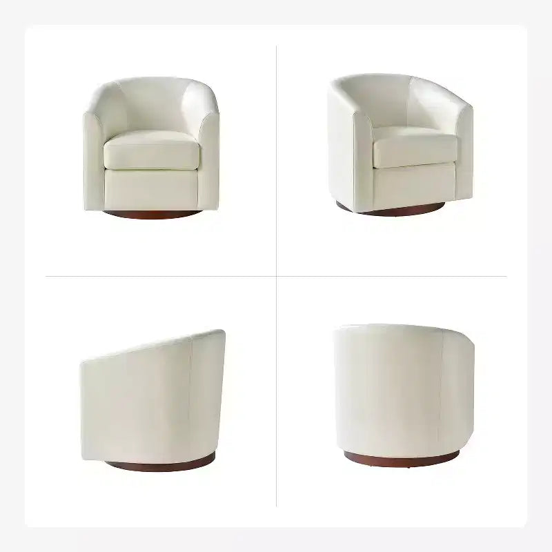 Lot de 2 fauteuils pivotants modernes en similicuir avec piètement en bois massif, 77,5 cm de large