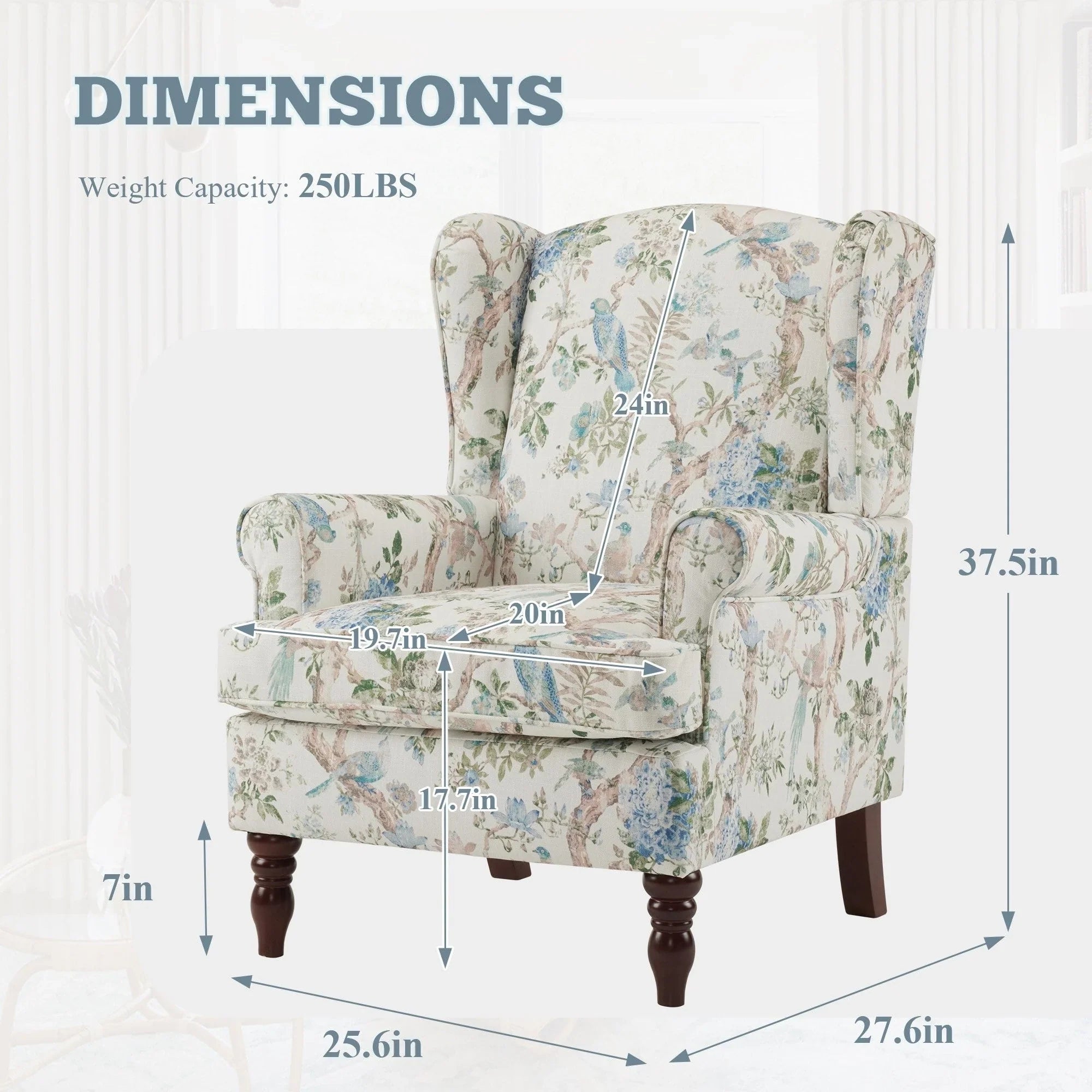 Fauteuil d'appoint moderne Erommy, fauteuil à dossier haut, canapé simple en tissu rembourré avec boutons et pieds en bois pour salon