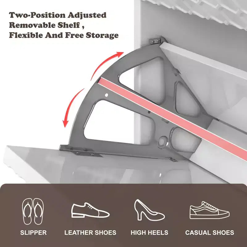 CLIHOME Meuble à chaussures d'entrée 24 paires, avec tiroirs basculants, étagère de rangement