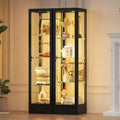 Bekrvio Vitrine d'exposition en verre à 4 niveaux avec serrure, vitrine de collection avec porte en verre trempé de 160 cm et étagères réglables