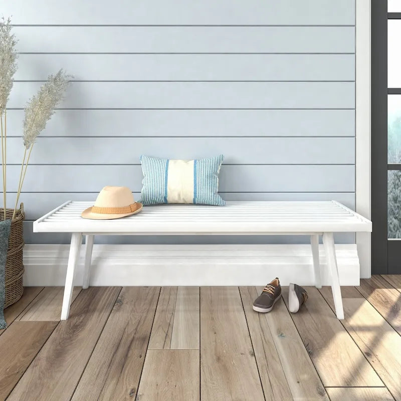 Banc d'entrée double en bois Plank and Beam Mid Century - 56,3 L x 16,5 l x 17,5 H
