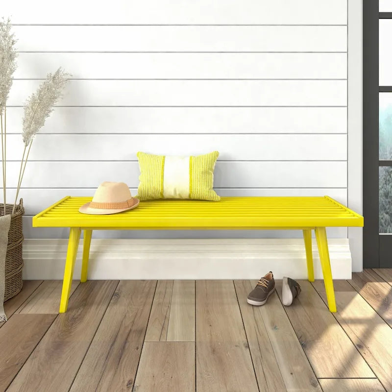 Banc d'entrée double en bois Plank and Beam Mid Century - 56,3 L x 16,5 l x 17,5 H