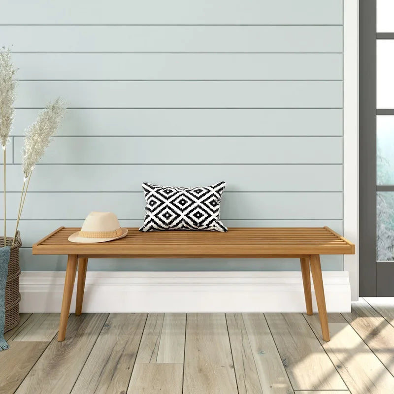 Banc d'entrée double en bois Plank and Beam Mid Century - 56,3 L x 16,5 l x 17,5 H