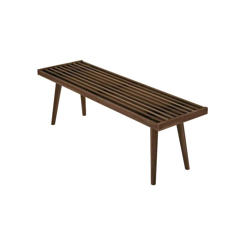 Banc d'entrée double en bois Plank and Beam Mid Century - 56,3 L x 16,5 l x 17,5 H