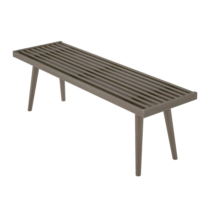Banc d'entrée double en bois Plank and Beam Mid Century - 56,3 L x 16,5 l x 17,5 H