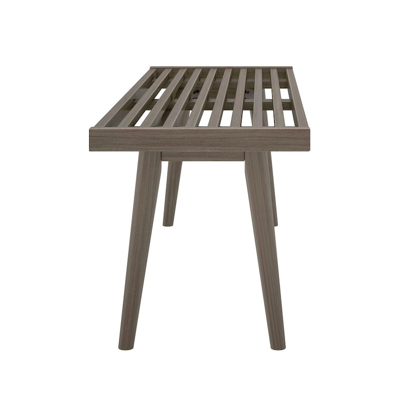 Banc d'entrée double en bois Plank and Beam Mid Century - 56,3 L x 16,5 l x 17,5 H