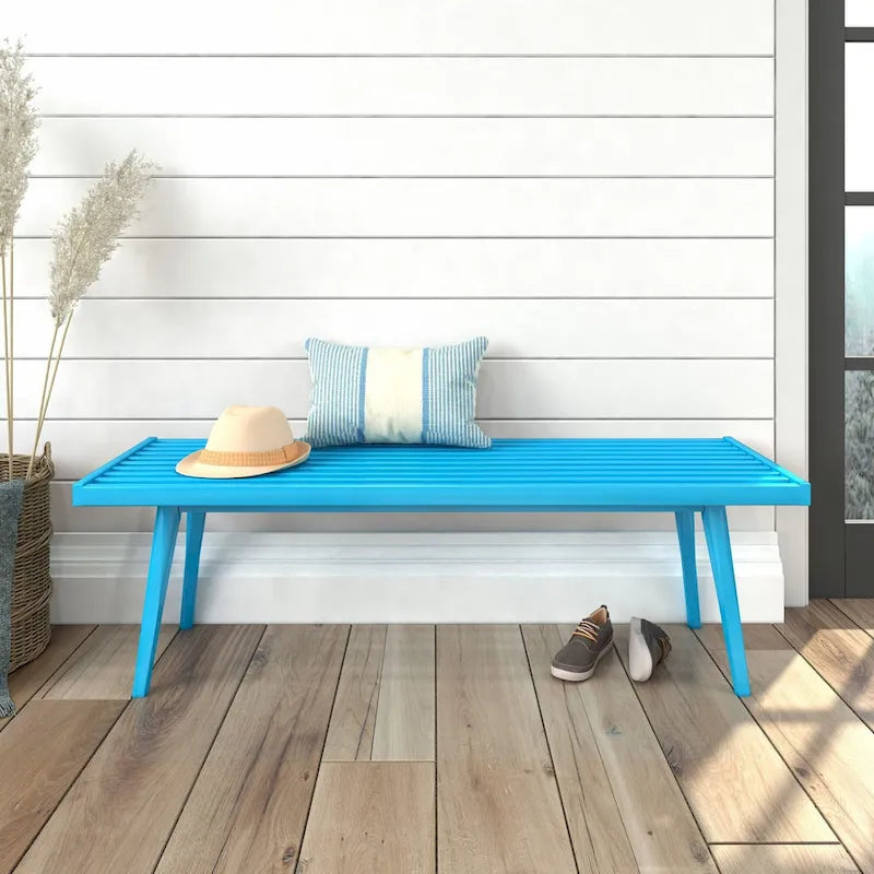 Banc d'entrée double en bois Plank and Beam Mid Century - 56,3 L x 16,5 l x 17,5 H
