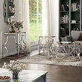 Ensemble de 3 tables basses Ders Glam Chrome et placage or avec plateau en verre trempé de Furniture of America