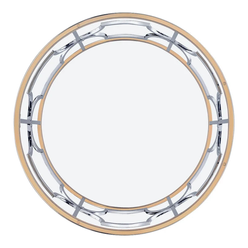 Ensemble de 3 tables basses Ders Glam Chrome et placage or avec plateau en verre trempé de Furniture of America