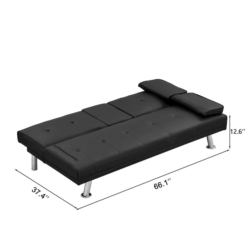 Canapé convertible avec accoudoirs et pieds en acier inoxydable - 31.70 x 66.10 x 28.30