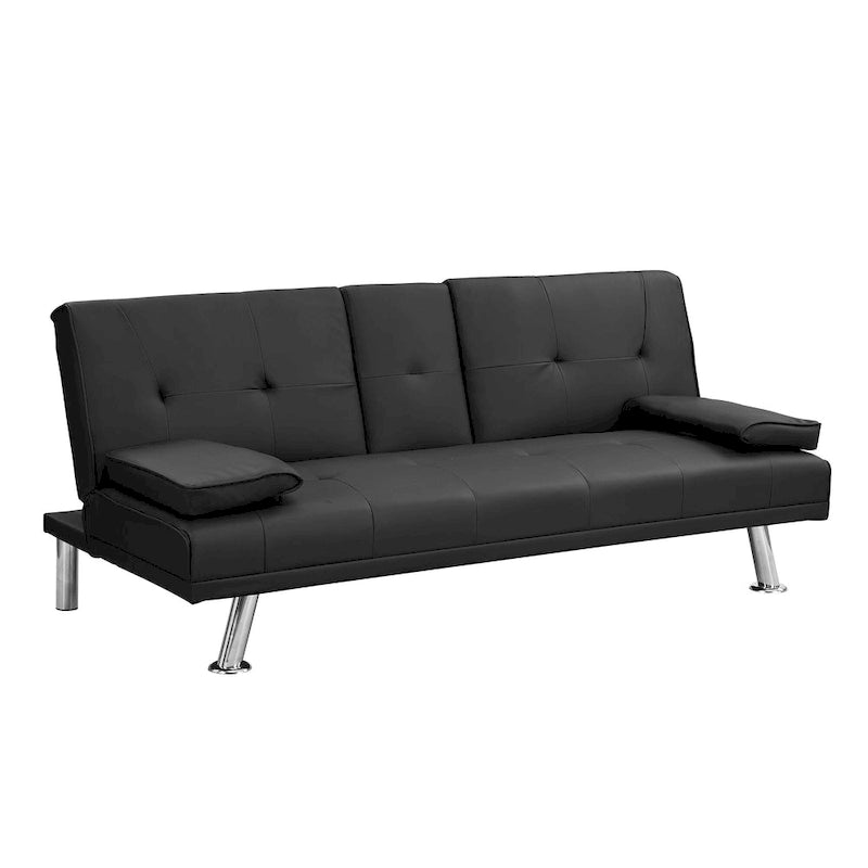 Canapé convertible avec accoudoirs et pieds en acier inoxydable - 31.70 x 66.10 x 28.30