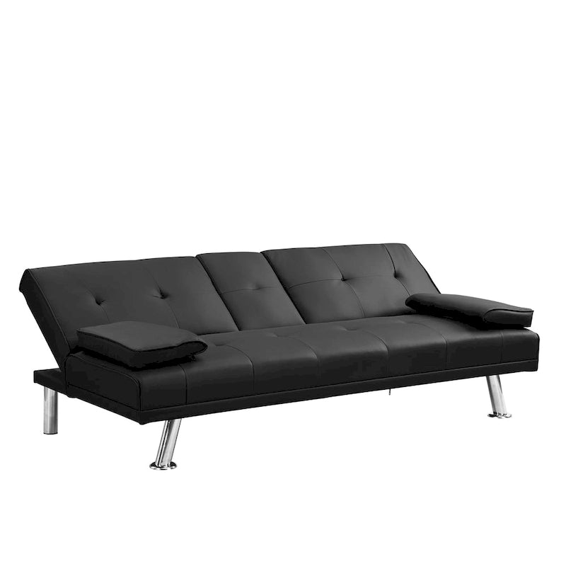 Canapé convertible avec accoudoirs et pieds en acier inoxydable - 31.70 x 66.10 x 28.30