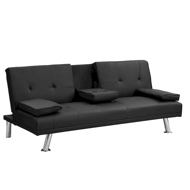 Canapé convertible avec accoudoirs et pieds en acier inoxydable - 31.70 x 66.10 x 28.30