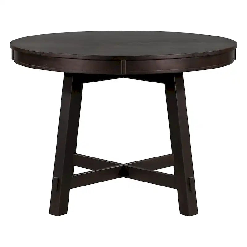 Table de salle à manger ronde extensible TREXM Farmhouse avec plateau en bois de 16 feuilles
