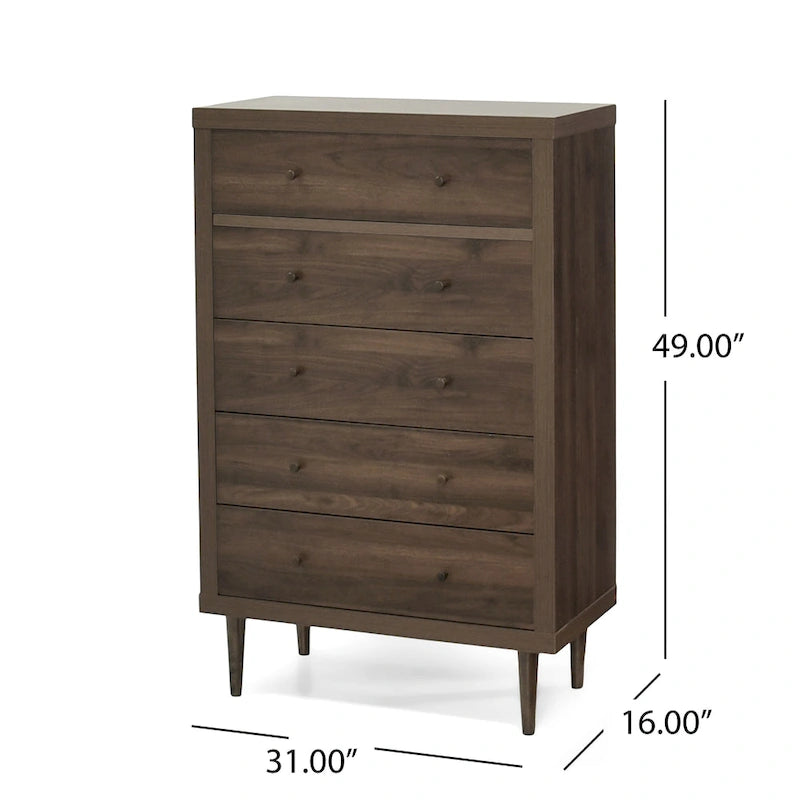 Commode à 5 tiroirs Nystrom Mid-Century Modern de Christopher Knight Home