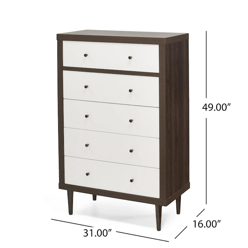 Commode à 5 tiroirs Nystrom Mid-Century Modern de Christopher Knight Home