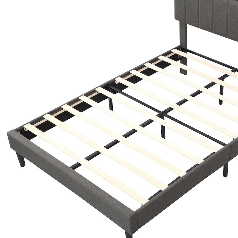 Lit double rembourré avec tête de lit de rangement et port USB