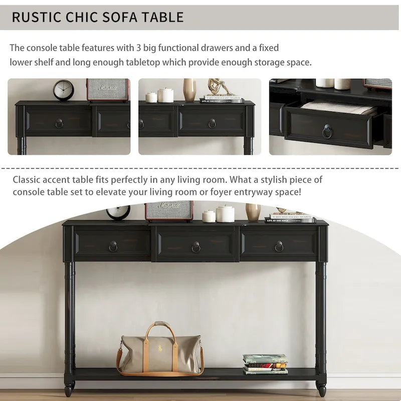 Console avec 3 tiroirs pour entrée - 13,00 x 52,00 x 34,30