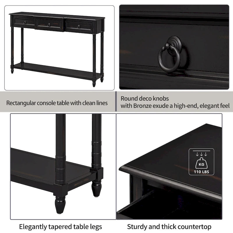 Console avec 3 tiroirs pour entrée - 13,00 x 52,00 x 34,30