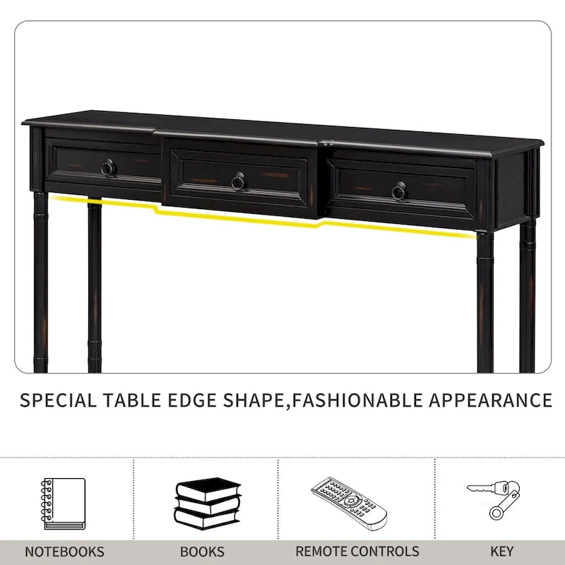 Console avec 3 tiroirs pour entrée - 13,00 x 52,00 x 34,30