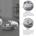 Welike Fauteuil de salon moderne gris pivotant avec pouf de rangement