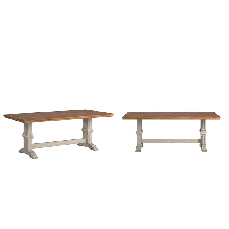 Table de salle à manger Ronda en bois massif rectangulaire bicolore
