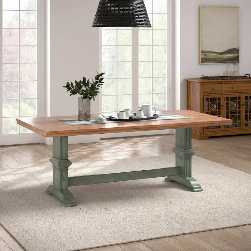 Table de salle à manger Ronda en bois massif rectangulaire bicolore