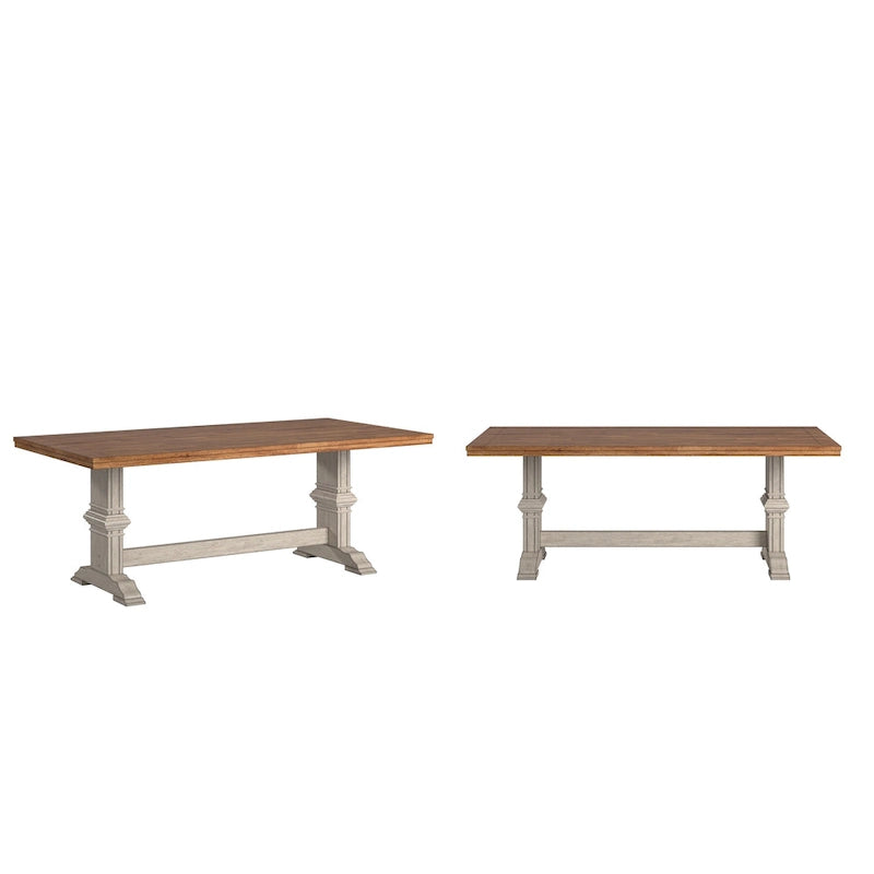 Table de salle à manger Ronda en bois massif rectangulaire bicolore