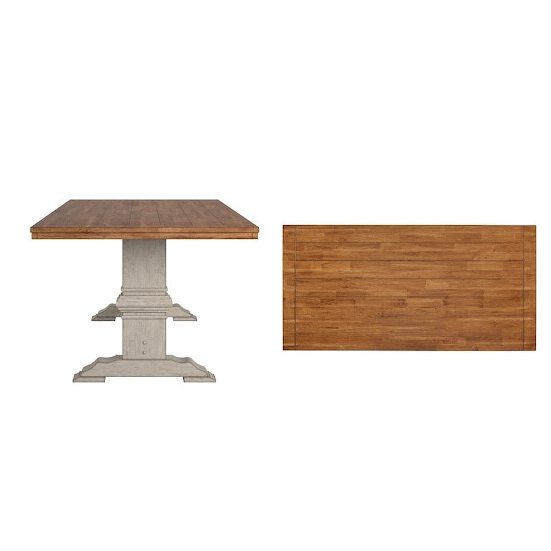 Table de salle à manger Ronda en bois massif rectangulaire bicolore