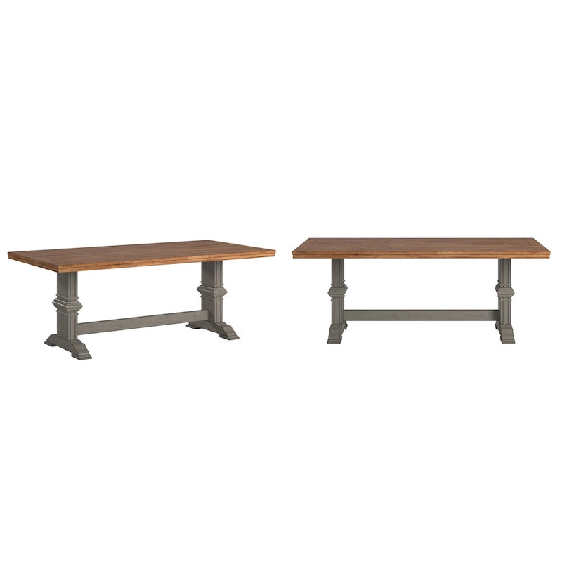 Table de salle à manger Ronda en bois massif rectangulaire bicolore
