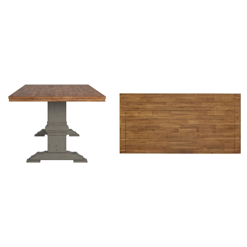 Table de salle à manger Ronda en bois massif rectangulaire bicolore