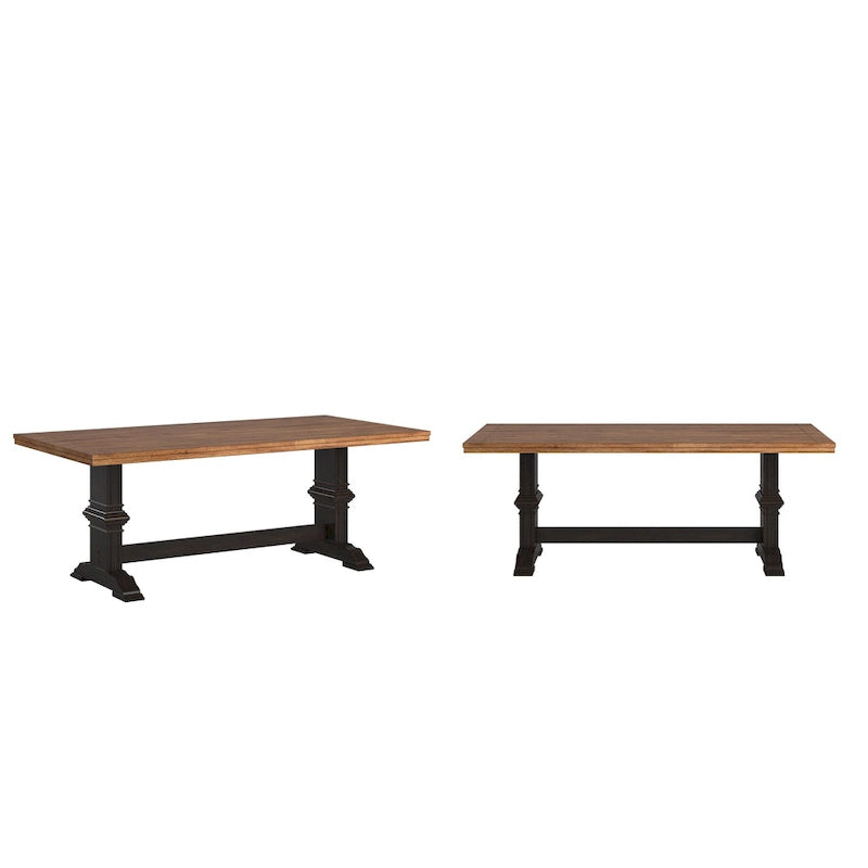 Table de salle à manger Ronda en bois massif rectangulaire bicolore