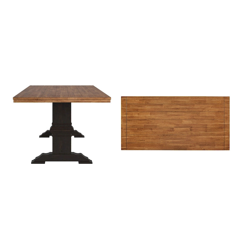 Table de salle à manger Ronda en bois massif rectangulaire bicolore