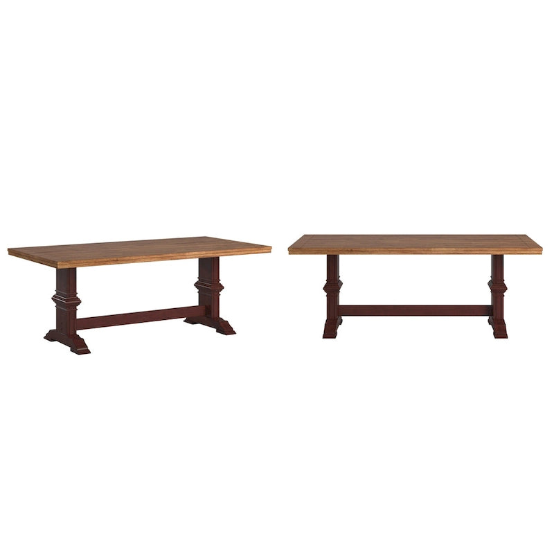 Table de salle à manger Ronda en bois massif rectangulaire bicolore