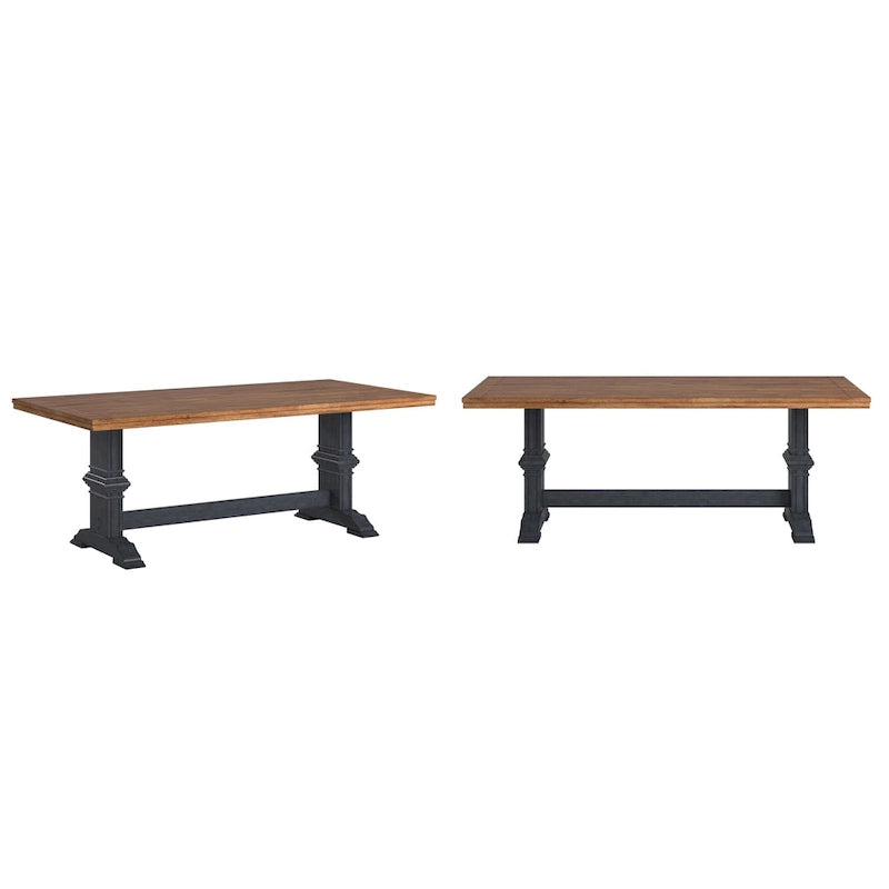 Table de salle à manger Ronda en bois massif rectangulaire bicolore