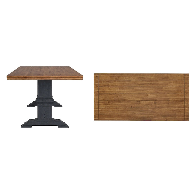 Table de salle à manger Ronda en bois massif rectangulaire bicolore