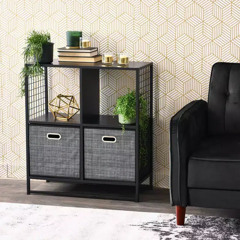 28.15" Trellis 4-Shelf Bookshelf, Iron Frame